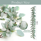 SHACOS Artificial Flocked Lambs Ear Garland with Eucalyptus Fern Leaves - Image 2