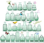 Glass Bud Vases in Bulk Set of 30 Pcs,Small Glass Vases for Flowers as Wedding Centerpieces for Tables,Clear Flower Vases Suitble for Wedding Decorations,Home Decor (Dark Green, 30 pcs) by earthgadgets