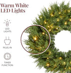 Best Choice Products Pre-Lit Cedar Cypress Christmas Wreath w/Twinkling LEDs, 48in Realistic Large Indoor/Outdoor Holiday Decor for Door, Plug-in - Image 5