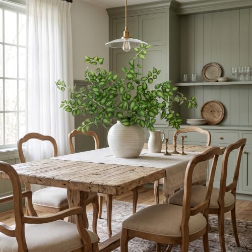 Daynight 12 Pcs Artificial Eucalyptus Leaves Stems, 35″ Long Stem Silk Plum Foliage Branches, Flexible Silk Faux Greenery for Farmhouse, Home, Kitchen and Table Centerpiece DIY Decor (12, Green) - Image 6