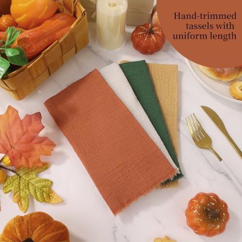 TURSTIN 24 Pieces Thanksgiving Cotton Linen Cloth Napkin Handmade Cloth - Image 3