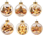 12PCS Glowing Christmas Ornaments - Mini Gold Light-Up Christmas Ball Ornaments - Christmas Tree Ornament with Warm LED Light for Tree Mantel, Holiday Scene Decoration & Gift - Image 2