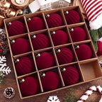 Pinkunn 24 Pcs Velvet Burgundy Christmas Ball Ornaments 3.15 Inch by Pinkunn