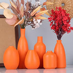 Orange Ceramic Bud Vases Set of 6, Farmhouse Decor, Fireplace Decor, Mantle & Shelf Decor, Home Decoration for Living Room, Entrance, Bathroom, Kitchen & Office, Coffee Table Decor, Bud vases in Bulk - Image 6