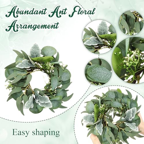 Zeyune 24 Pcs Candle Rings Bulk Artificial Eucalyptus Wreath Novel - Image 3