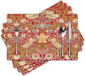 Strawberry Thief Red Placemats - Placemats Set of 4 Faux Leather Heat Resistant for Dinner Table, Non-Slip Waterproof Oil-Proof Washable Reusable Placemat for Indoor Outdoor Kitchen by Unknown