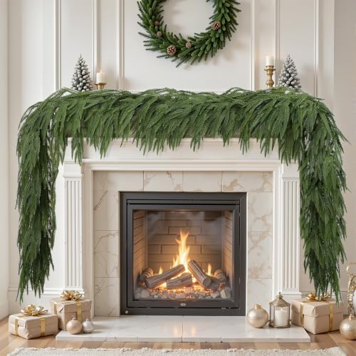 Alupssuc 9FT Christmas Garland, Artificial Real Touch Norfolk Pine Garland by Alupssuc