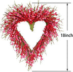 Heart Shaped Valentine's Day Pink Forsythia Flower Wreath Mother's Day Wall Door Hanging Decor Valentine's Day Wedding Decoration - Image 2