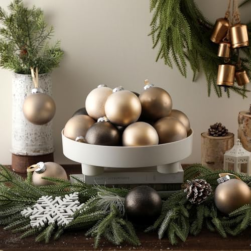 Yunlly 12 Pcs Neutral Christmas Ornament, Bronze Champagne Gold, 3.15'' - Image 4