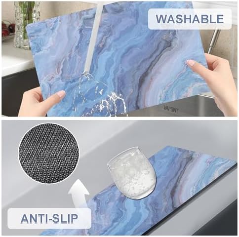Marble Faux Leather Placemats Set of 4 - Heat Resistant Placemats for Dinner Table, Non-Slip Waterproof Oil-Proof Washable Reusable Placemat for Indoor Outdoor Kitchen Decor, 15.75In*11.81In - Image 6