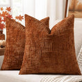 decorUhome Textured Chenille Throw Pillow Covers 16x16 Set of 2 Rust by decorUhome