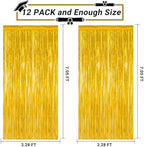 12 Pack 2026 Graduation Decorations, 3.28 FT x 7.05 FT Gold Backdrop Curtains, Metallic Class of 2026 Backdrop Fringe Curtains Foil Streamer, Gold Grad Decorations 2026 Party Supplies - Image 2