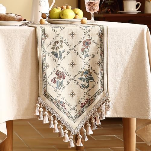 Patdrea Designer French Elegant Linen Table Runner,12"X71"-Audrey A - Image 2