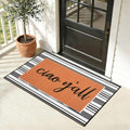 Ciao Y'all Doormat, 2pcs Layered Front Door Mats with Coir Texture Welcome Doormat and Black White Striped Under Non Slip Mat, Farmhouse Porch Decor for Home Entry, Entryway Home Outdoor Decor by Unknown