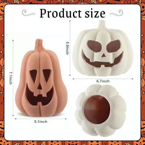 Tioncy Halloween Decor Terracotta Jack O Lantern Pumpkin Decor,Stylish - Image 2