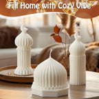 3 Pcs Eid Mubarak Candles Ramadan Decoration Ramadan Mosque Shaped Soy Wax Scented Candle for Eid Islamic Home Decor Gift, Halal Islamic Meditation Table Centerpiece Decor Festive Supplies(White) - Image 4