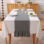 Black White Plaid Gingham Ruffle Table Runner Cabinet Cover 13"x108" by KMASANIJI