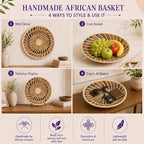 Handwoven African Basket Bowl for Fruits Wall Decor 10in diameter - Image 5