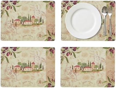 Pimpernel Olive Orchard Placemats, Set of 4 - Cork Backed & Heat Resistant by Pimpernel