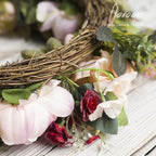 Floroom Floral Wreath, Artificial Peony Wreath, 15"-16" Front Door Decorations Wall Decor - Image 5