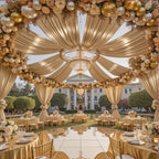 4 Panels 5ft(W) x 20ft(H) Champagne Backdrop Curtain for Wedding Parties - Image 4