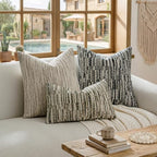 a moment Boho Striped Decorative Throw Pillow Covers 24"X24" Set of 2，Black - Image 6