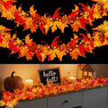 Fall Decorations for Home 18 FT Pre-lit Fall Garland with 100 LED Orange Lights, 8 Lighting Modes, Timer, Battery Operated Maple Leaves Garland for Fall Thanksgiving Mantel Door Fireplace Decor by BlcTec