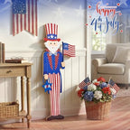 3FT Patriotic Uncle Sam Porch Sign 4th of July Wooden Door Decor, Large 250th Anniversary Memorial Day Front Door Decoration with USA Flag, Leaning or Hanging Outdoor Entryway Porch Decor - Image 3