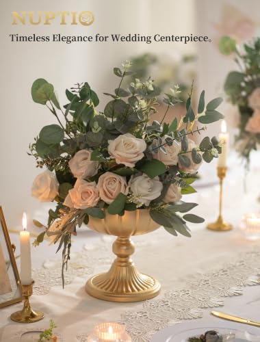 NUPTIO Gold Compote Vase for Centerpiece, 7.95" Tall, 2 Pcs - Image 2