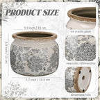 7.7" Large Ceramic Plant Pot Beige Gray Rustic Peony Crackle Glaze Rustic Flowers Pot Decorative Planter with Drainage for Indoor Outdoor Plants Home Kitchen Office Decor Gift - Image 2