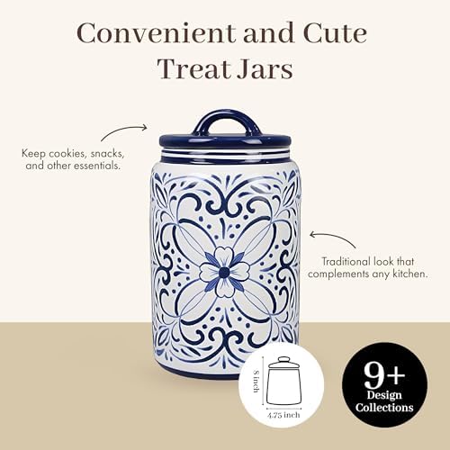 Young's Inc Ceramic Blue and White Talavera Treat Jar with Silcione Seal, 8 Inch Decorative Farmhouse Canister for Kitchen, Countertop, Storage Jar for Cookies, Tea, Sugar, Candy - Image 3