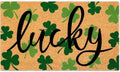 JarThenaAMCS St. Patrick's Day Natural Coir Door Mat Lucky Clover Welcome Floor Mat Green Shamrock Non-Slip Entrance Door Rugs for Irish Holiday Indoor Outdoor Home Bathroom Decor, 16.5 x 29 Inch by JarThenaAMCS