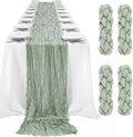 LemonRoad 4 Pcs 20ft Cheesecloth Table Runners Boho Gauze, Sage Green by Unknown