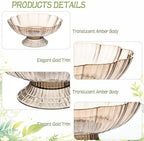4 Pcs Plastic Compote Pedestal Flower Vase for Centerpieces, 9.72'' W x4.1''H Wedding Table Centerpieces Amber Decorative Bowl Vases with Gold Trim for for Wedding Home Party Decoration - Image 4
