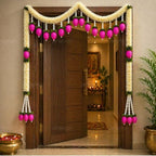 Divyakosh Artificial Flower Door Toran Set, Bandarwal with Lotus Hangings (48 Inch) | Main Door Hanging Decor for Diwali, Wedding, Pooja | Indian Festive Home Entrance Decoration White Pink | - Image 5