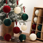 Simgoing 15 Pcs Velvet Christmas Ornaments 3.15'' Red Green Cream - Image 4