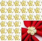Bokon 50 Pcs Gold Napkin Rings Metal Napkin Holders Bulk, Flower by Bokon