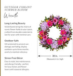 Balsam Hill Outdoor Vibrant Summer Bloom Spring & Summer Wreath - 30" Premium UV-Protected Floral Door Wreath for Front Door, Patio, & Sun-Drenched Outdoor Display - Image 3