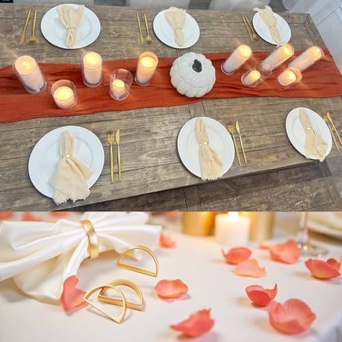 Set of 100 Napkin Rings Metal Gold Semicircle Napkin Ring, Napkin Rings Bulk Dinner Banquet Serviette Decor, Dining Table Setting for Thanksgiving Christmas Halloween Holiday Wedding Party - Image 5