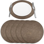 Placemats Set of 6 – Round 15” Faux Leather Table Mats for Dining, Heat Resistant & Non-Slip Washable Table, Indoor, Outdoor, Dining Table Set for 6, Modern Kitchen & Holiday Use, Bronze - Image 6