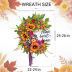 24 Inch Fall Wreaths for Front Door,Outdoor Autumn Wreath with Sunflowers - Image 2
