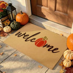 Fall Door Mat, Non Slip Front Porch Pumpkin Welcome Mat 24"x36" by PKFEDR