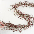 Fall Thanksgiving Pip Berry Garland – 54" Rustic Burgundy & Cream Berries - Image 4