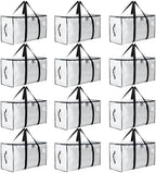 Moving Bags Heavy Duty Extra Large, Moving Boxes, Moving Supplies Essentials, Blue Storage Bins with Lids, Plastic Packing Totes, Storage Bags for Clothes with Handles & Zippers(White, 12 Pack) by Unknown