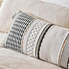 AmHoo Chenille Striped Textured Boho Throw Pillow Covers Aesthetic with Tassels Woven Decorative Pillow Case for Couch Bed Sofa Bedroom Modern Funky 14 x 36-Inch Black - Image 4