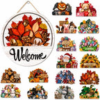 16 PCS Interchangeable Welcome Sign for Front Door, With 16 Interchangeable Seasonal Icons, Wooden Welcome Signs for Front Door for Holidays and Year Round Home Decor by Unknown