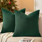 Mecatny Soft Corduroy Throw Pillow Covers 24x24 Set of 2 Christmas Green by Mecatny