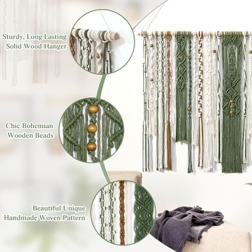 MEIVINES Macrame Wall Hanging Large Boho Tapestry Macrame Wall Art Decor - Image 7