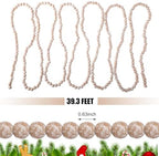 Fairysandy 39.3 ft Frosted Wooden Bead Garland Christmas Farmhouse Decor - Image 4