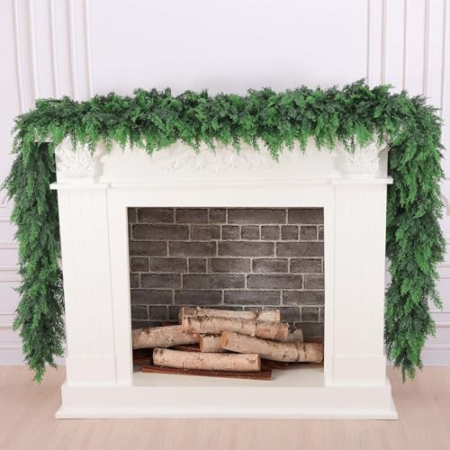Rowfad 9Ft Cedar Pine Garland for Mantle Christmas Decorations, 2 Set - Image 4